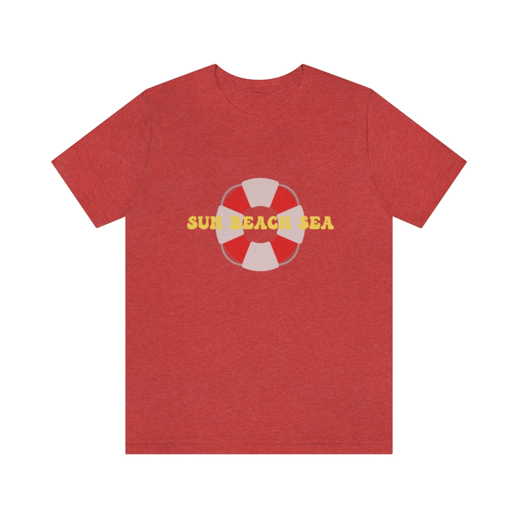Sun. Beach. Sea. Unisex Jersey Short Sleeve Tee