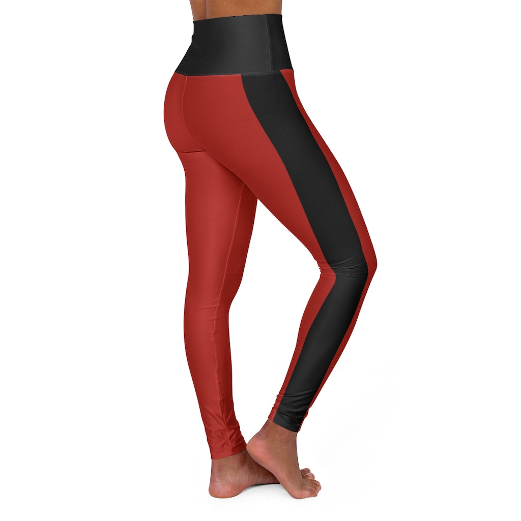 High Waisted Yoga Leggings- Red and Black.