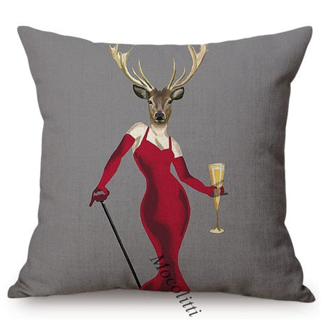 Posed Animals. Cushion Cover.