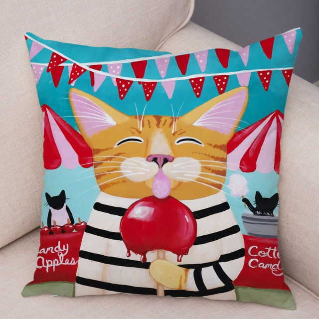 Coffee Bean Cat Cushion Cover