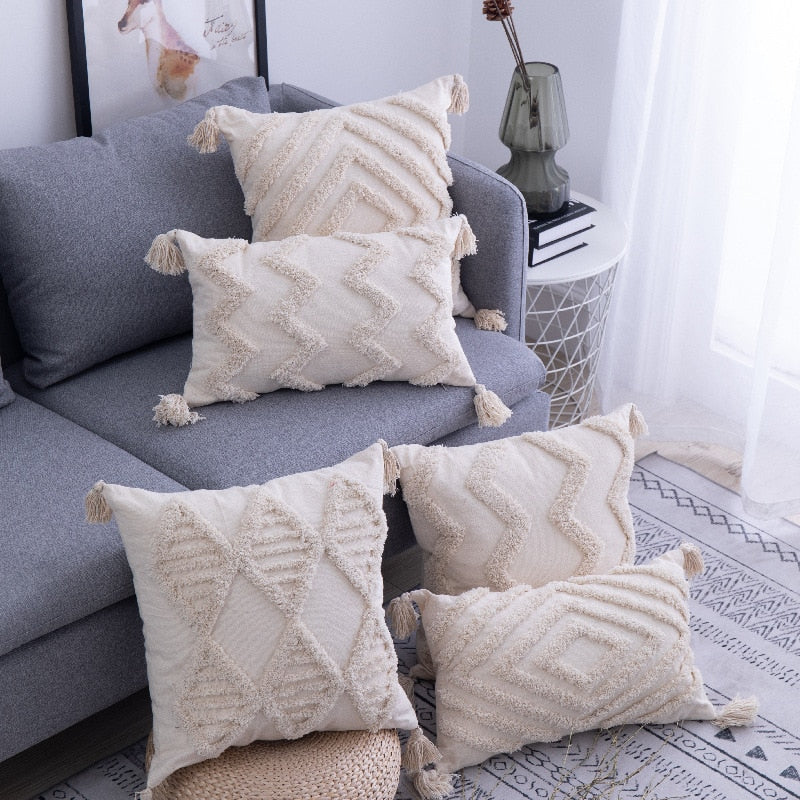 Boho Tufted Cushion Cover.