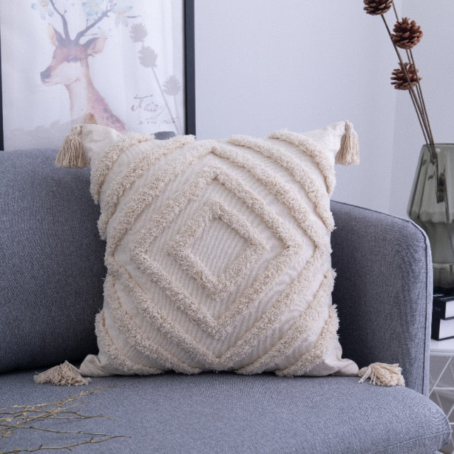 Boho Tufted Cushion Cover.