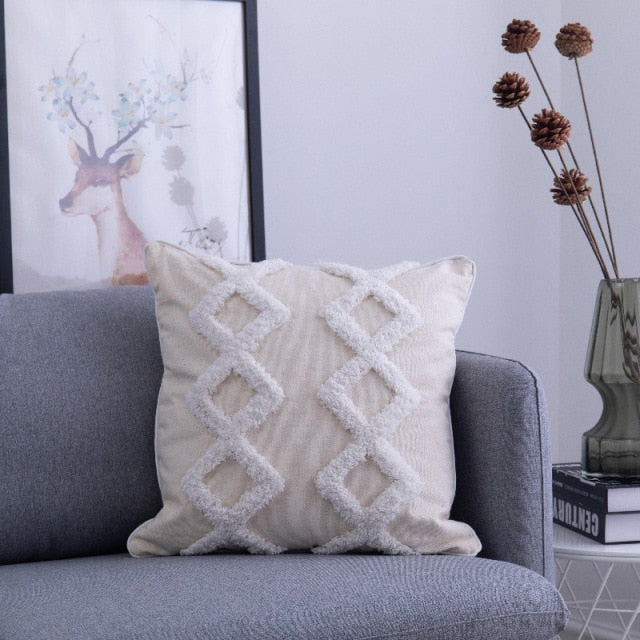 Boho Tufted Cushion Cover.