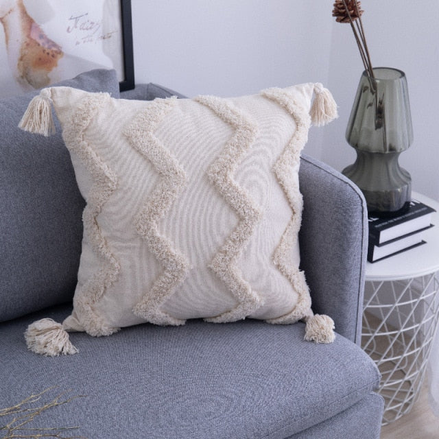 Boho Tufted Cushion Cover.