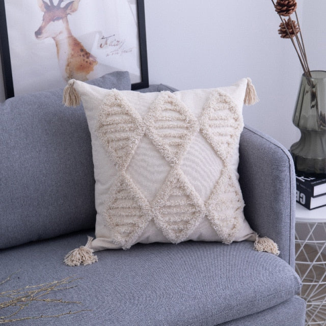 Boho Tufted Cushion Cover.