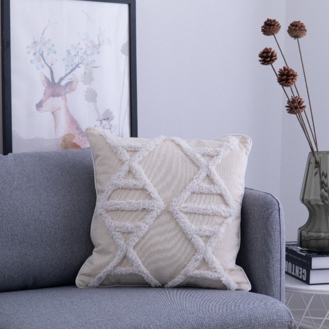 Boho Tufted Cushion Cover.