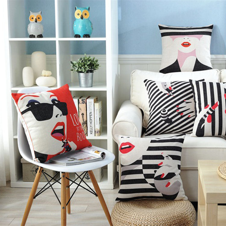 Lips, Nails and Red Cushion Covers.