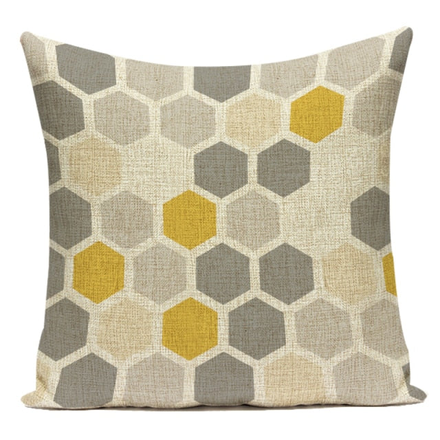 Mellow Yellow & Grey Geometric Cushion Covers.