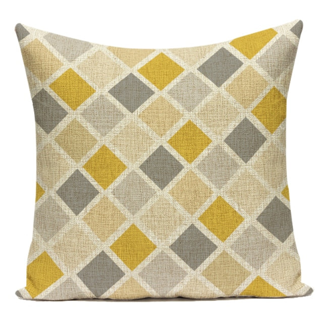 Mellow Yellow & Grey Geometric Cushion Covers.
