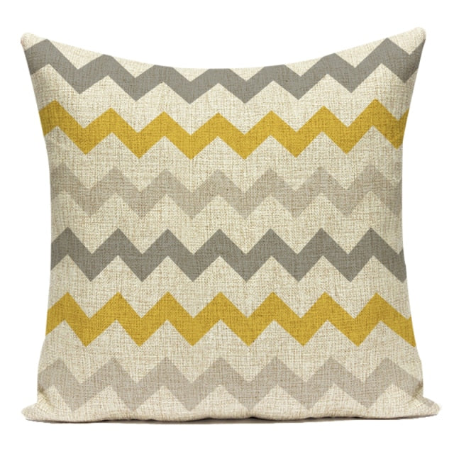 Mellow Yellow & Grey Geometric Cushion Covers.