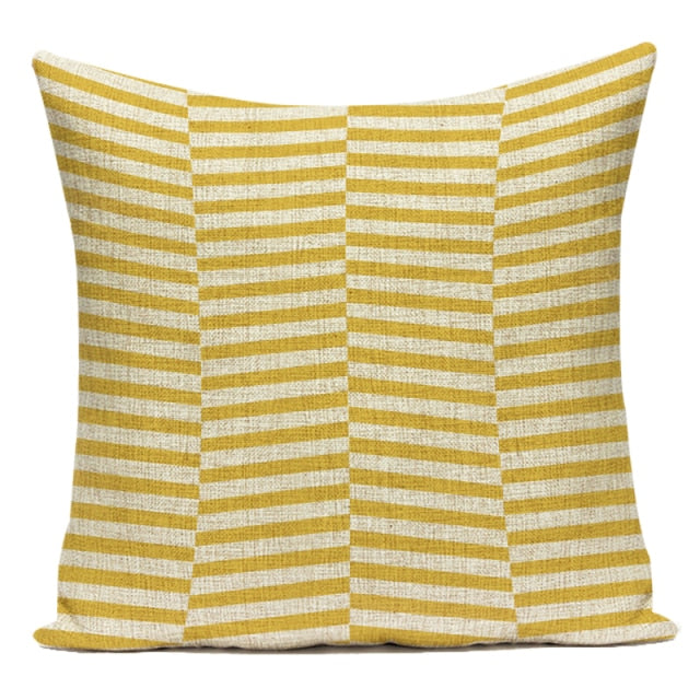 Mellow Yellow & Grey Geometric Cushion Covers.
