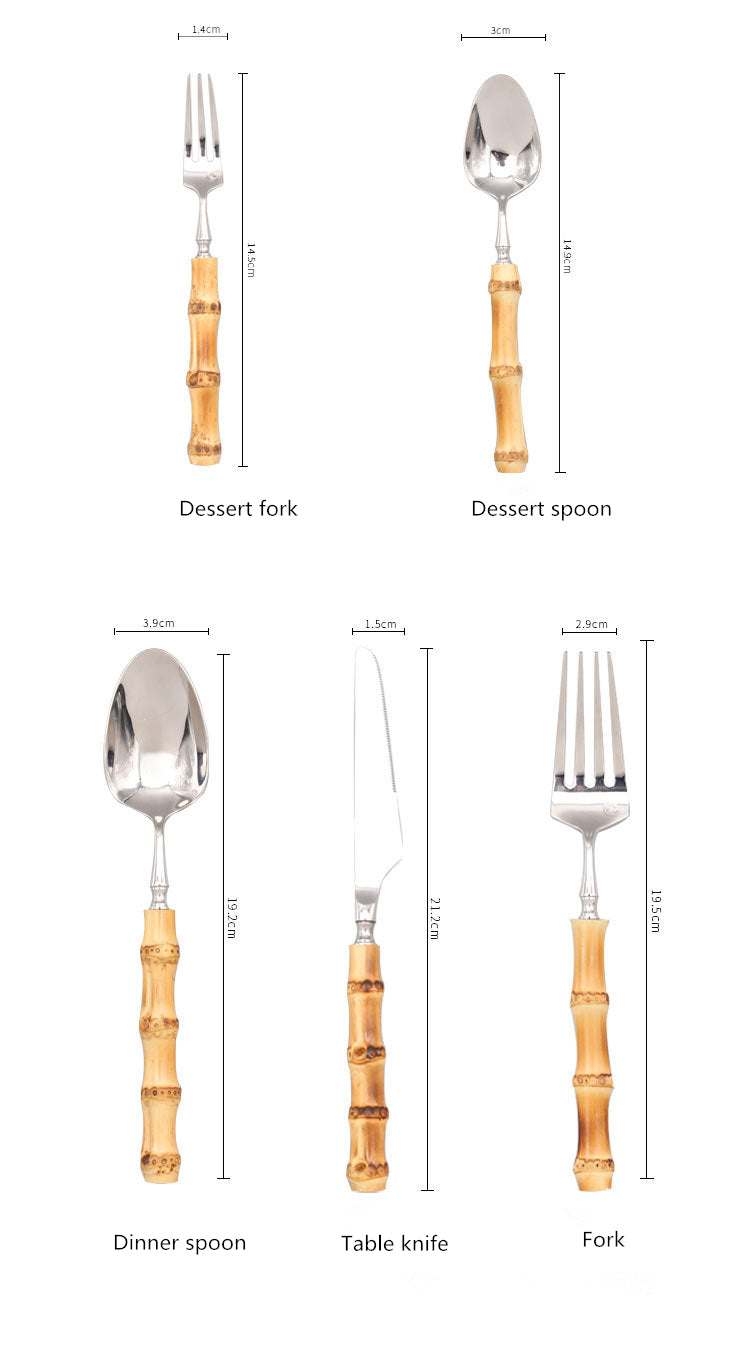 Creative Five-Piece Bamboo Cutlery Set.