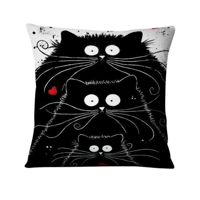 Black and White Cats Cushion Covers.