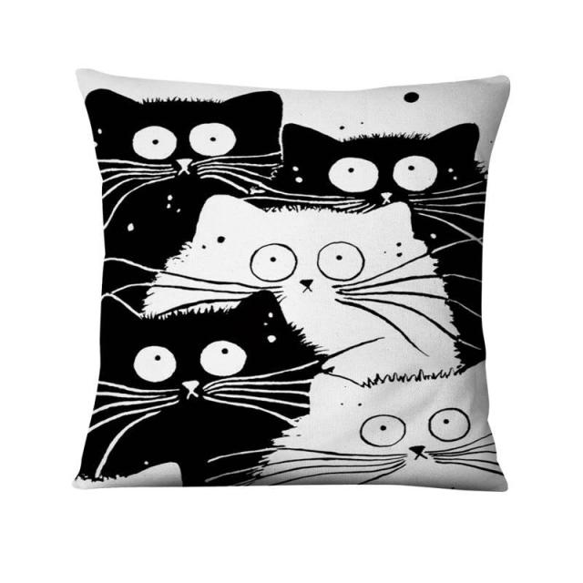 Black and White Cats Cushion Covers.
