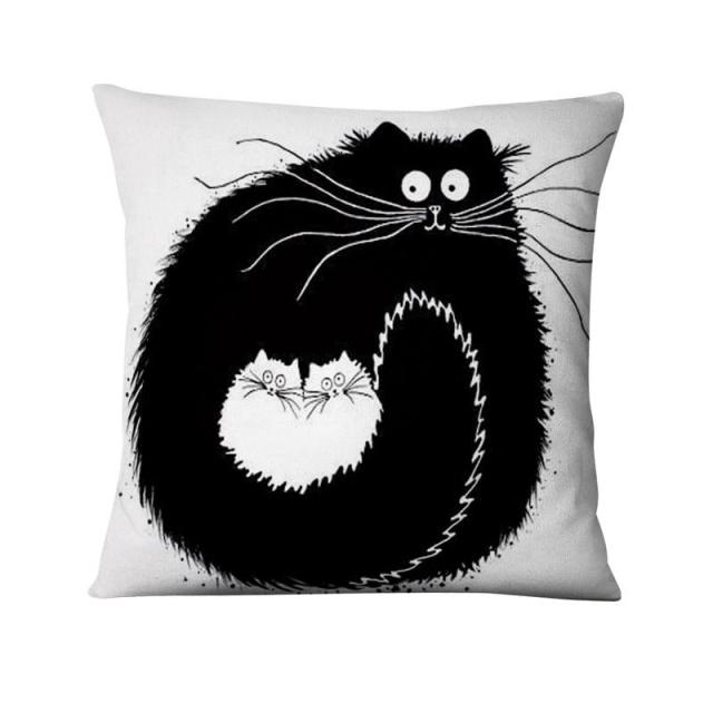 Black and White Cats Cushion Covers.