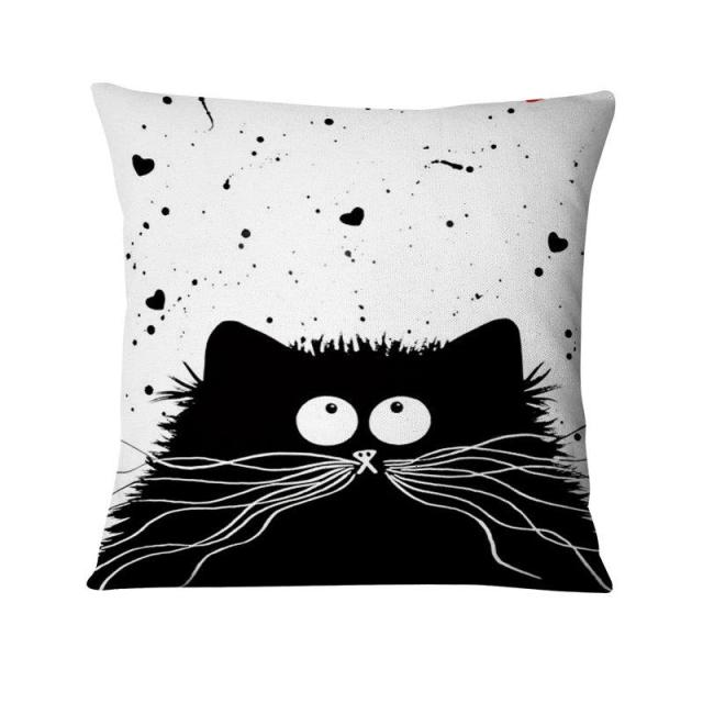 Black and White Cats Cushion Covers.
