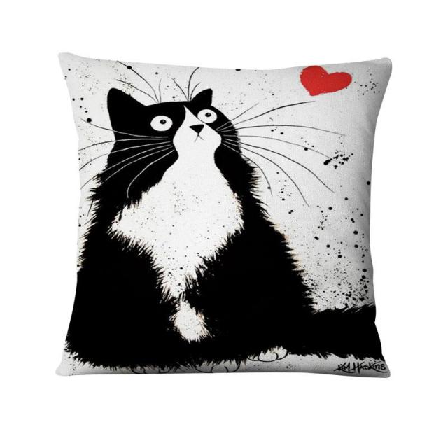 Black and White Cats Cushion Covers.