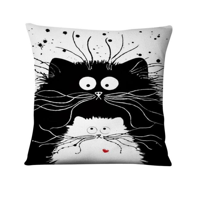 Black and White Cats Cushion Covers.