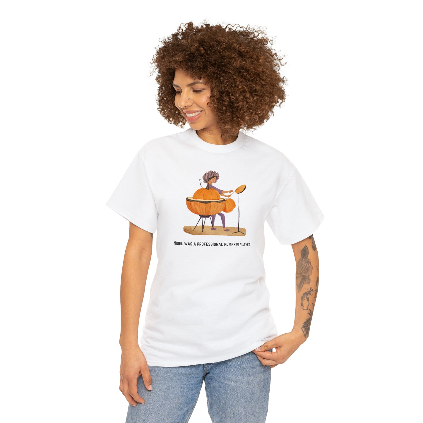 Unisex Heavy Cotton Tee - Nigel Pumpkin Player