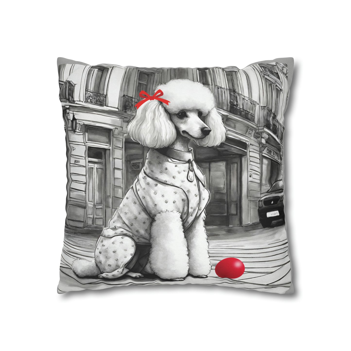 Poodle and Red Ball