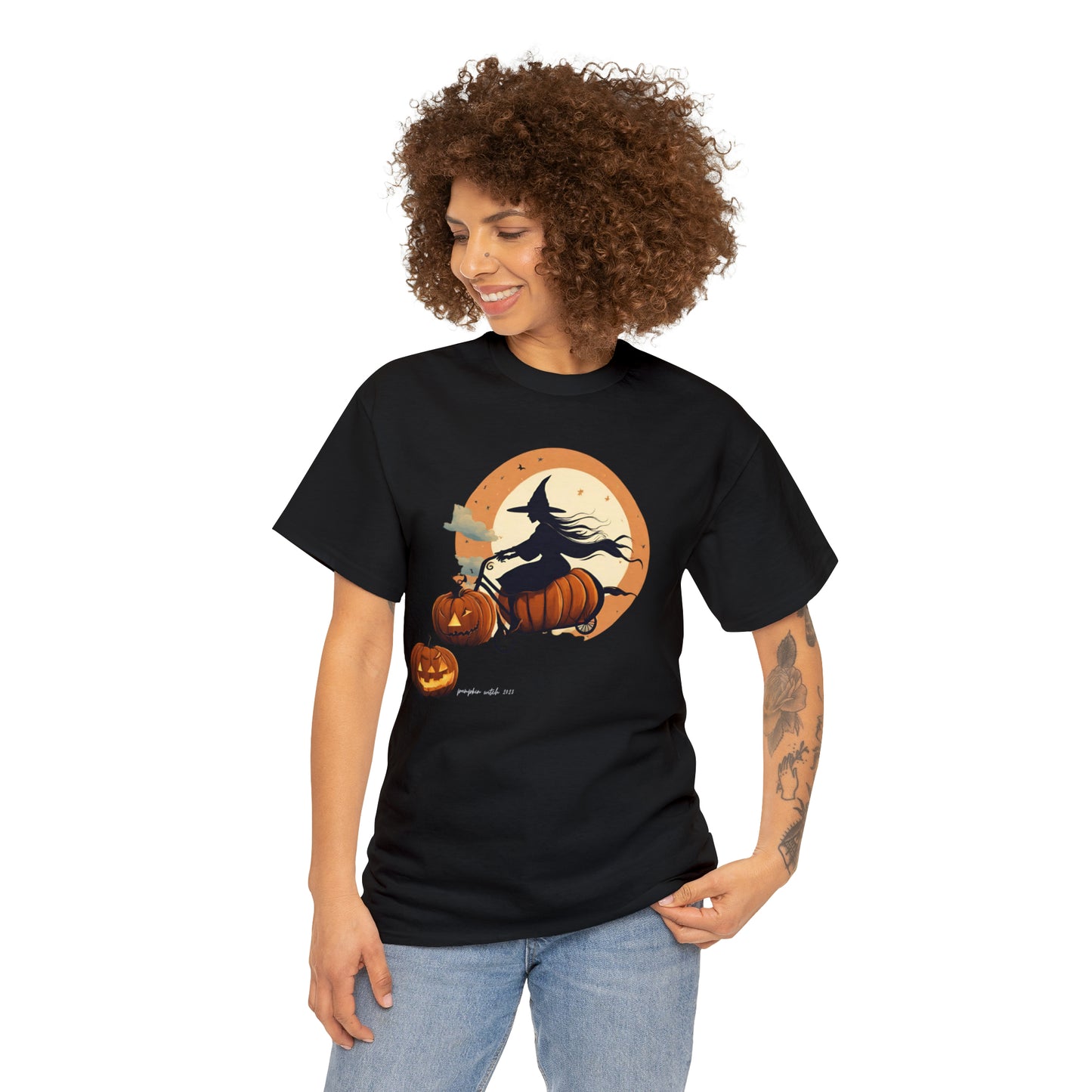 Unisex Heavy Cotton Tee - Pumpkin Witch 2023