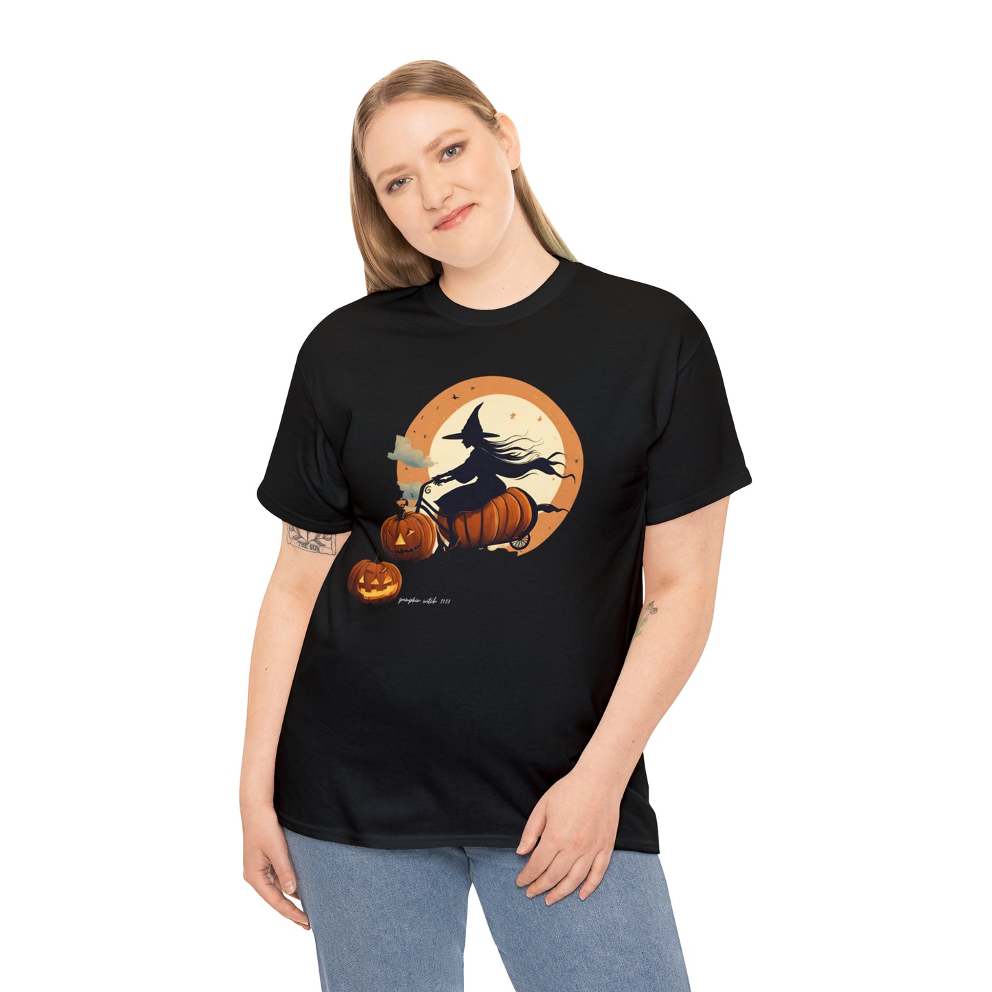 Unisex Heavy Cotton Tee - Pumpkin Witch 2023