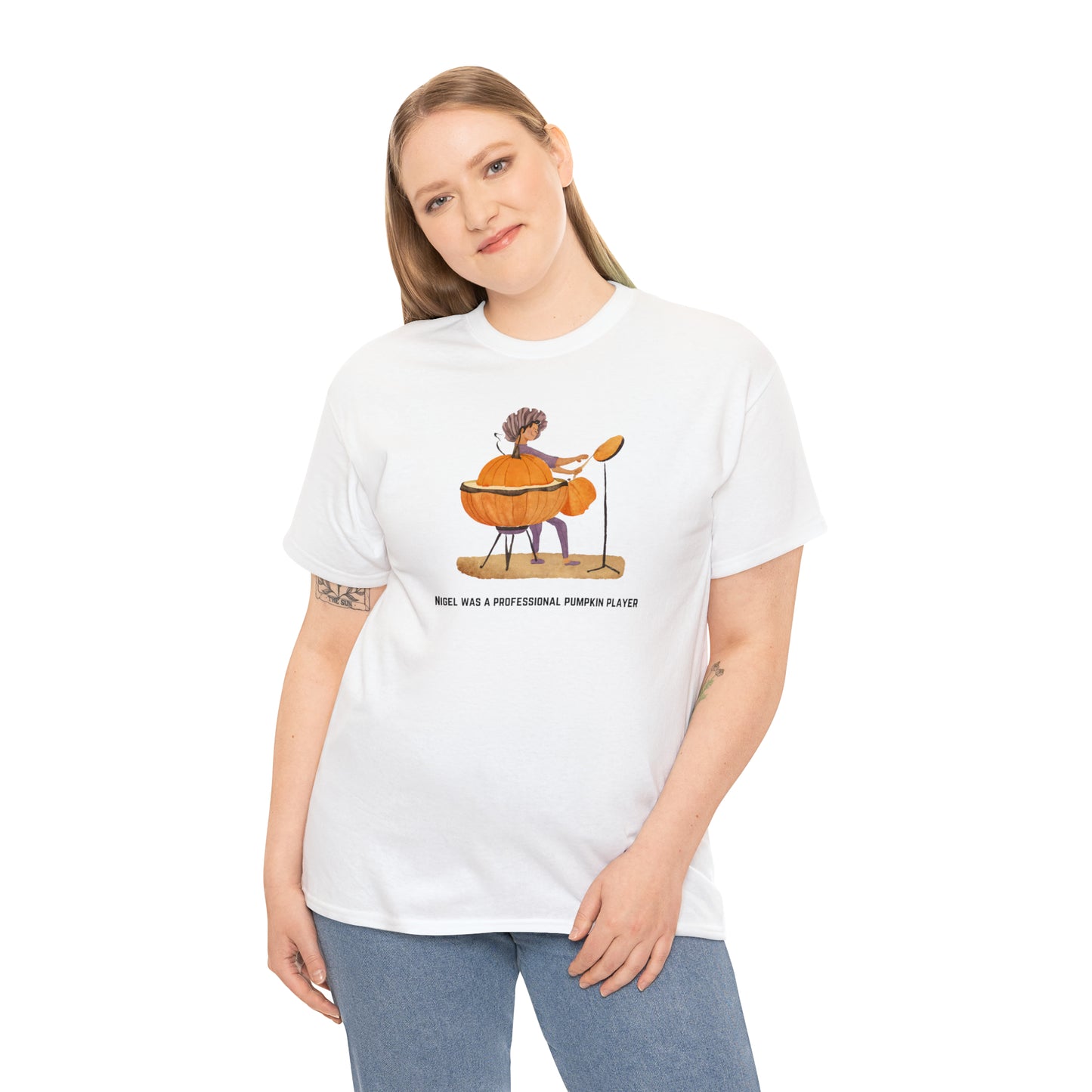 Unisex Heavy Cotton Tee - Nigel Pumpkin Player