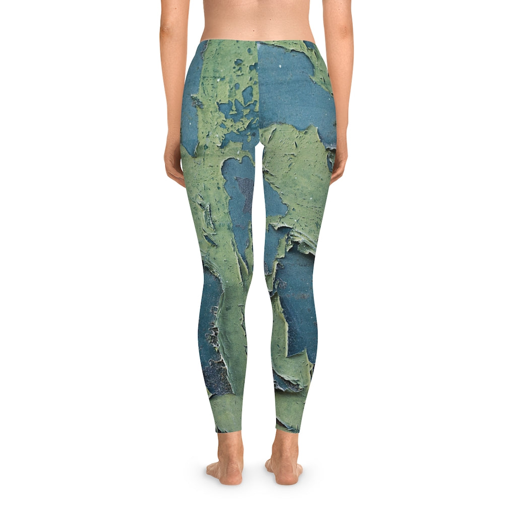 Leggings- Paint Peel in Green.
