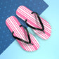 Pink Striped Flip Flops.