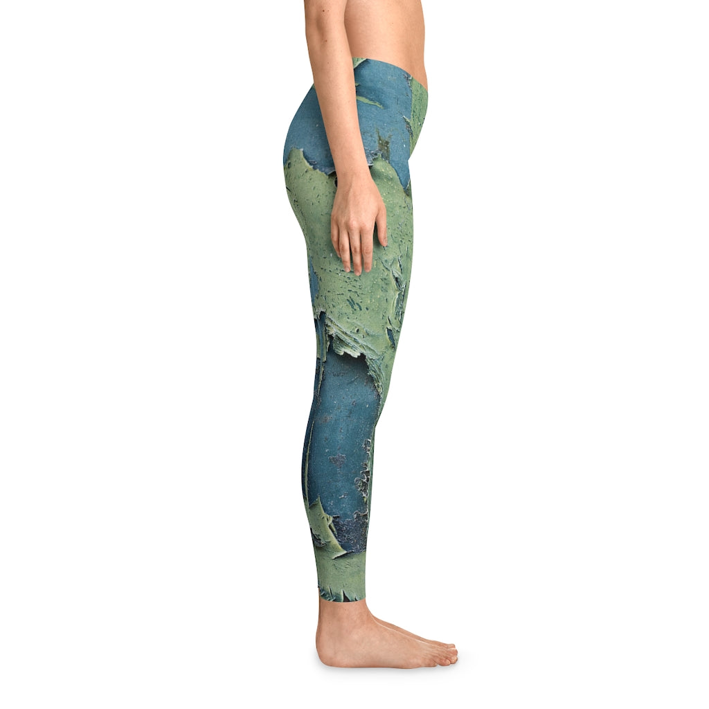Leggings- Paint Peel in Green.