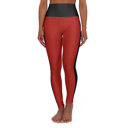 High Waisted Yoga Leggings- Red and Black.