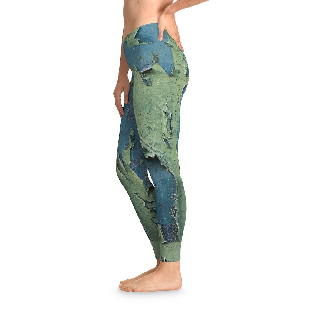 Leggings- Paint Peel in Green.