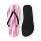 Pink Striped Flip Flops.