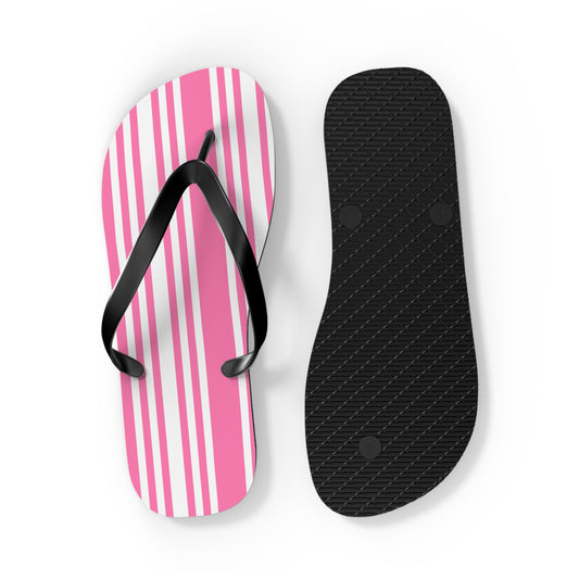 Pink Striped Flip Flops.