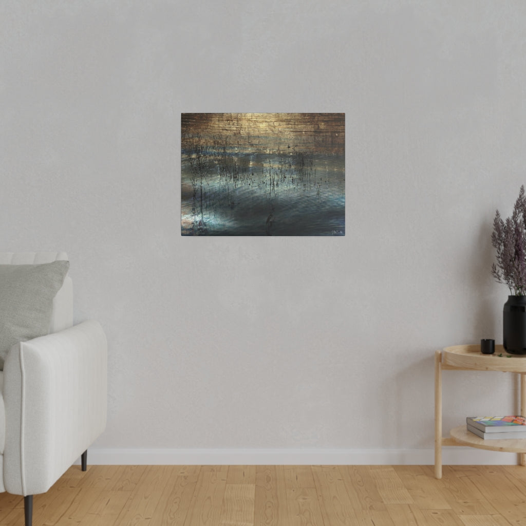 Copper Reeds on Lake. Canvas
