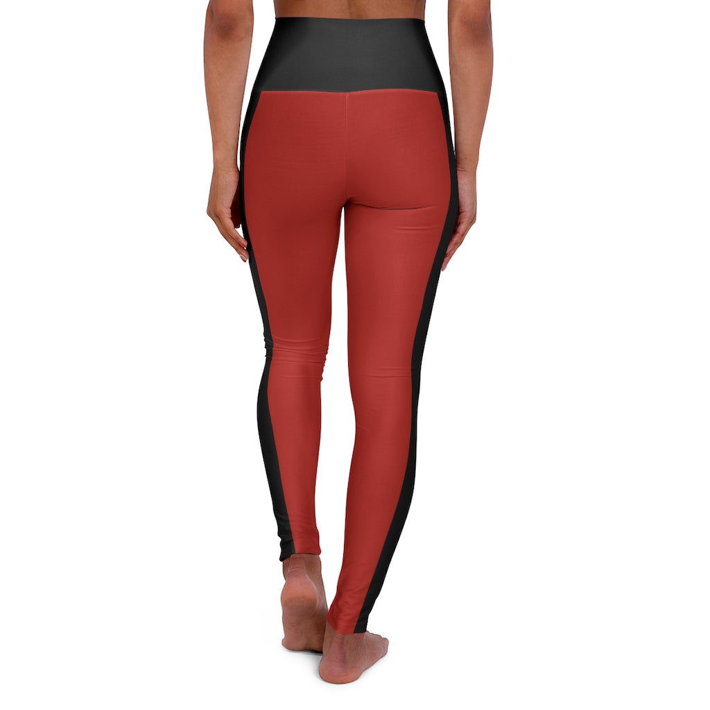 High Waisted Yoga Leggings- Red and Black.