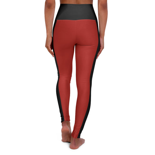 High Waisted Yoga Leggings- Red and Black.