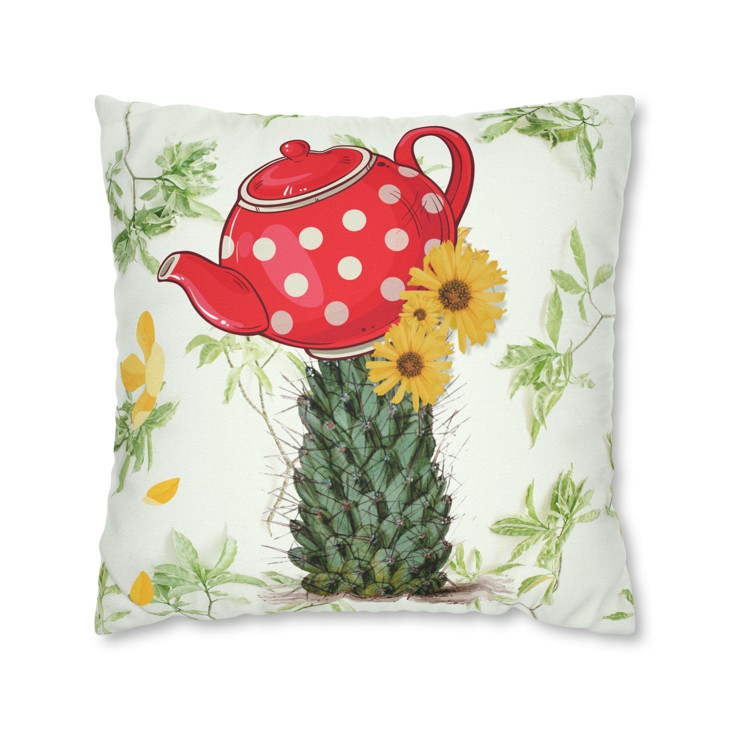 Teapot Cactus. Cushion Cover.