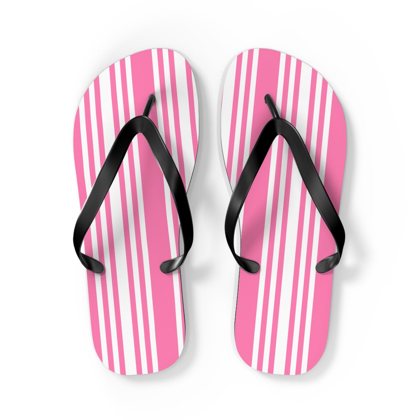 Pink Striped Flip Flops.