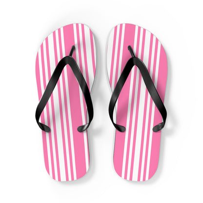 Pink Striped Flip Flops.