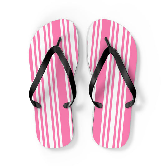 Pink Striped Flip Flops.