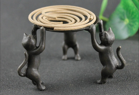 Miniature Brass Cat Incense Burner
