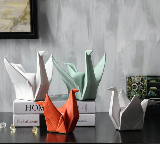 Origami ceramic and Enamel Birds.