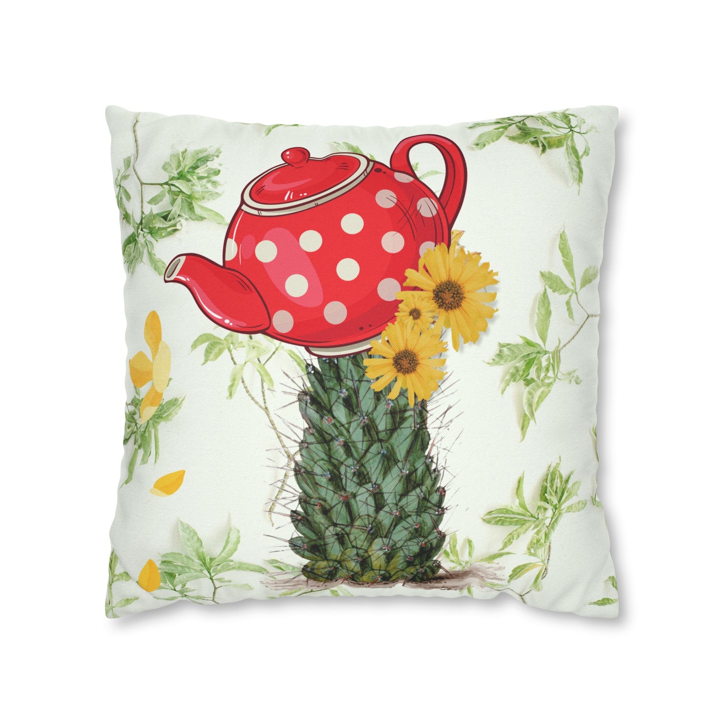 Teapot Cactus. Cushion Cover.