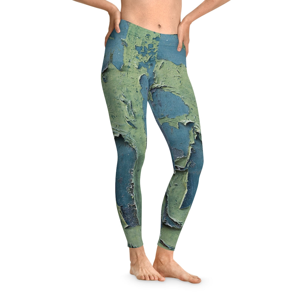 Leggings- Paint Peel in Green.