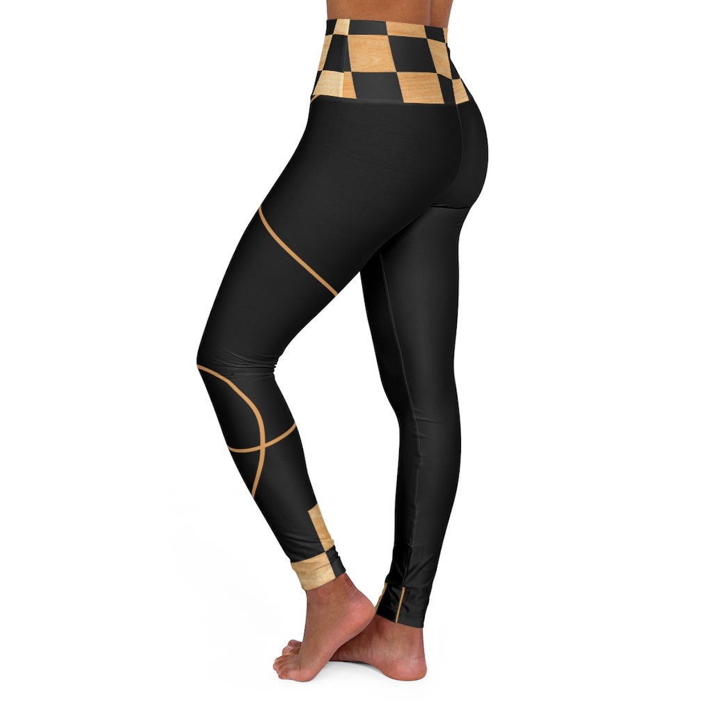.High Waisted Yoga Leggings - Golden Checks.