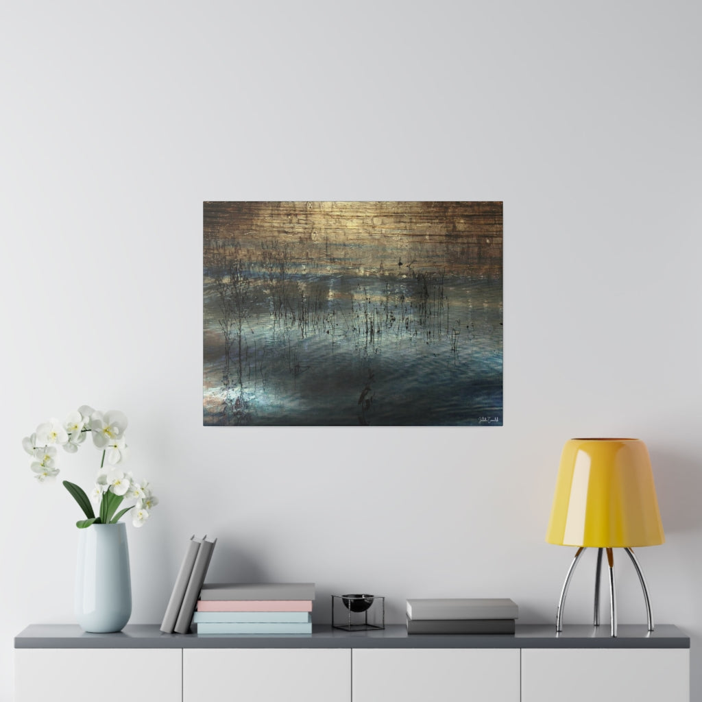 Copper Reeds on Lake. Canvas