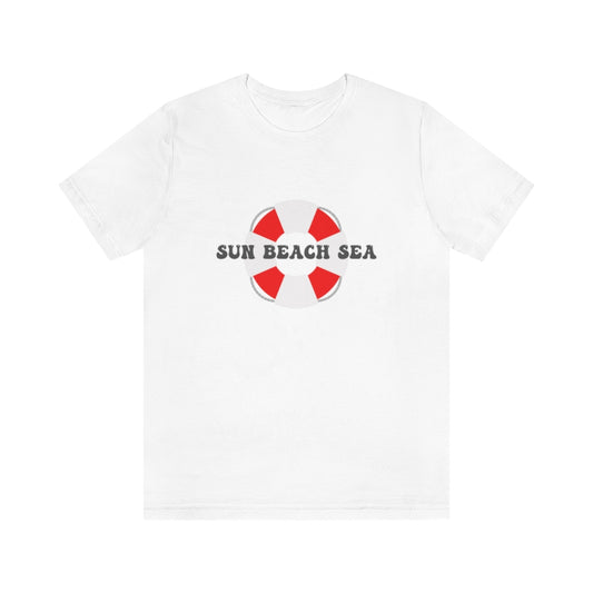 Sun. Beach. Sea. Unisex Jersey Short Sleeve Tee