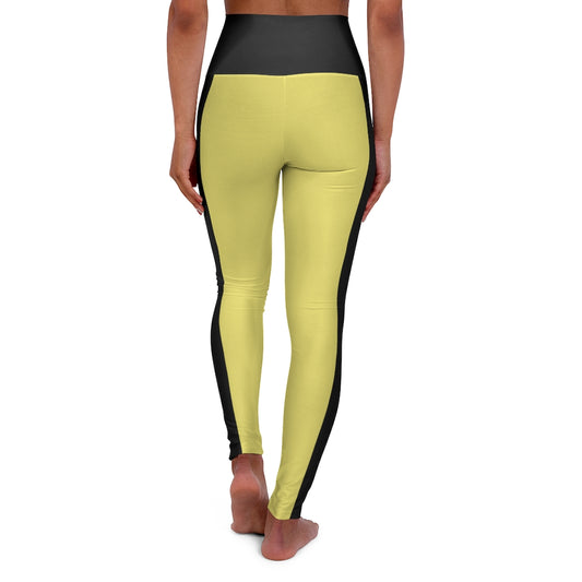 High Waisted Yoga Leggings - Yellow and Black.