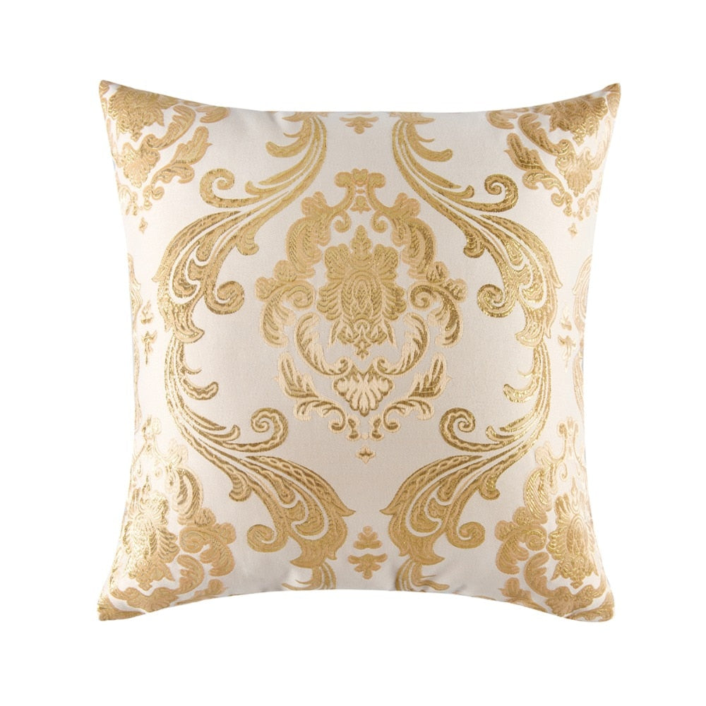 Cream and Gold Jacquard Cushion Covers
